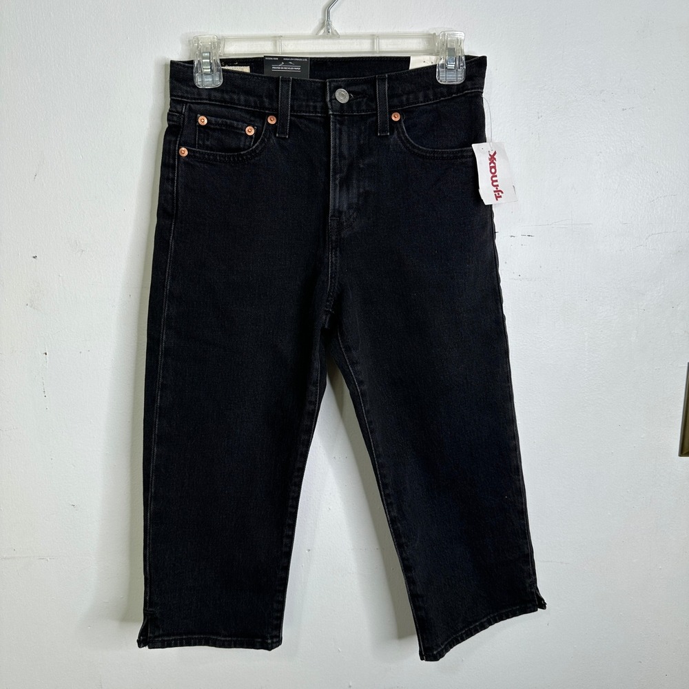 Levis Wedgie Capri Jeans Womens 25 Black High Rise Stretch Denim Cropped